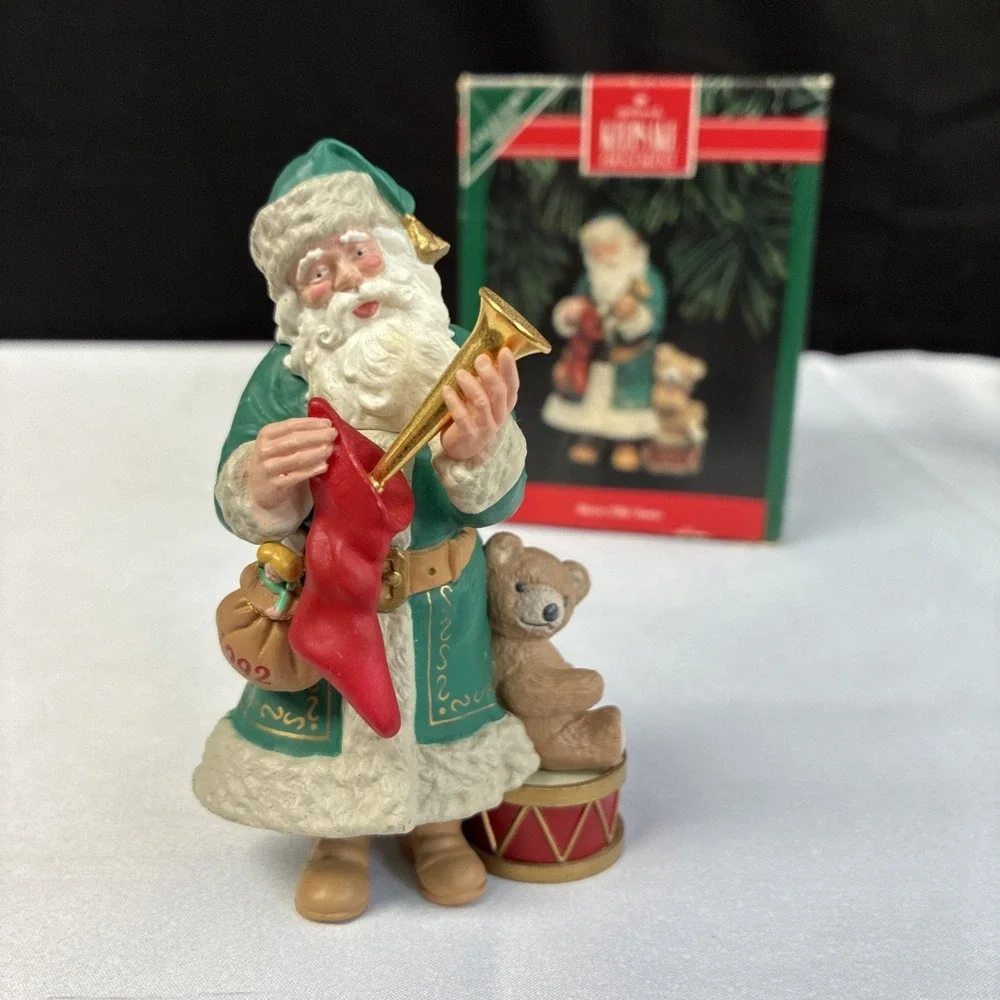 Hallmark Keepsake Ornaments 1992 Merry Olde Santa & 2010 Little Drummer Boy